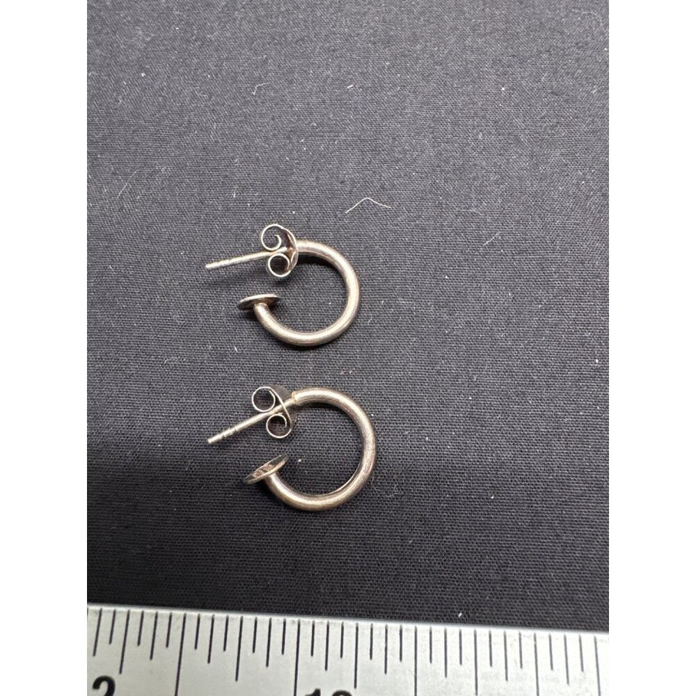 Vintage Sterling Silver 925 Open Hoop Earrings Silver Hoops Minimalist Thailand